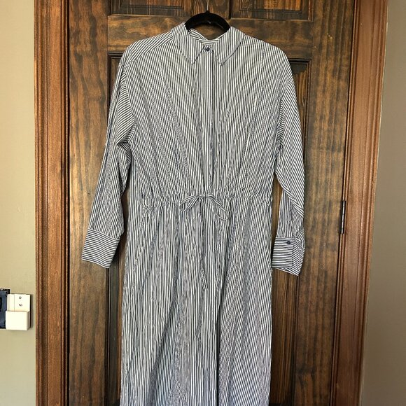 Apiece Apart Long Sleeve Button Down Shirt Dress in Stripe - Picture 1 of 4